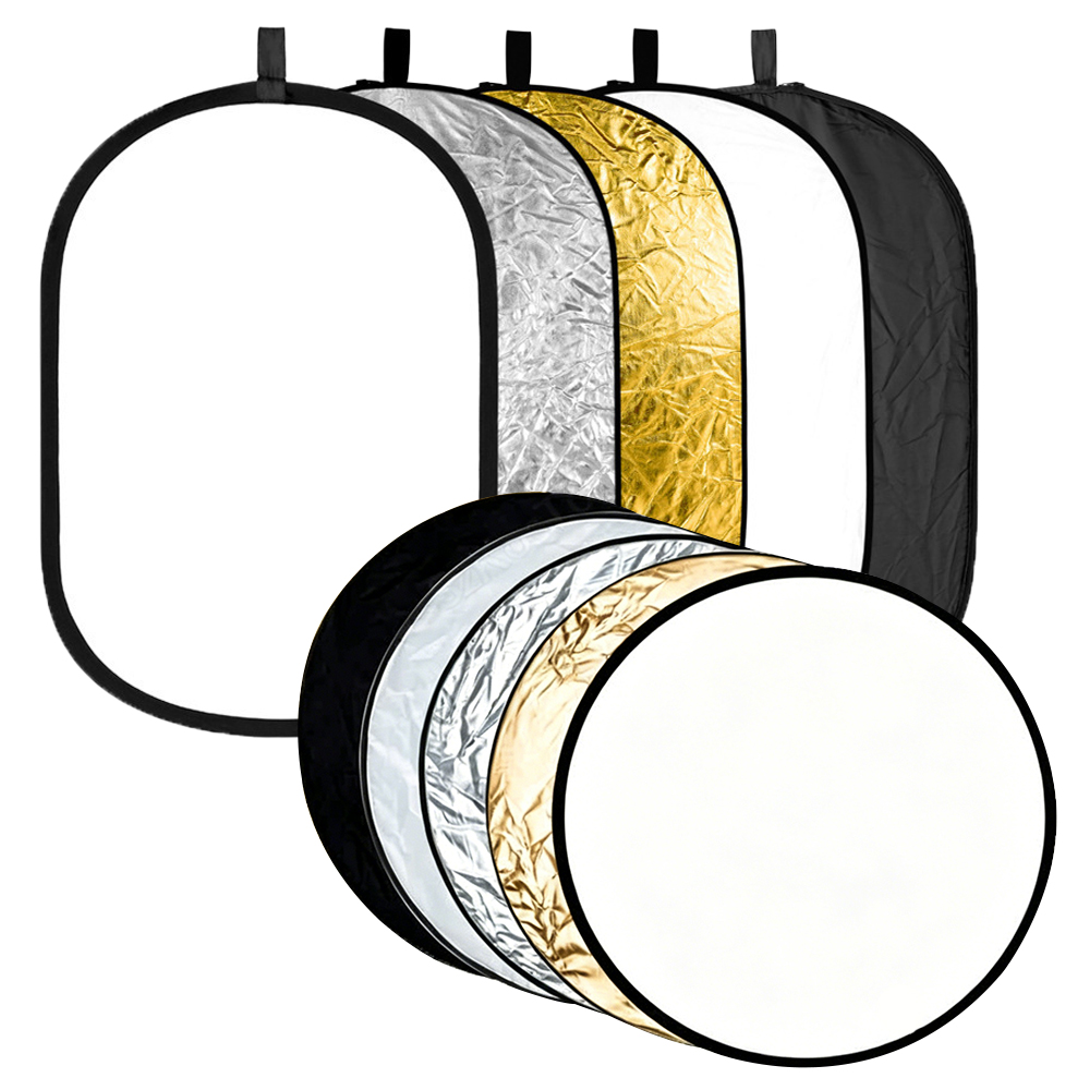 Photography Lighting Reflector - 60/80/110CM 5-in-1 Collapsible Light Reflector Oval