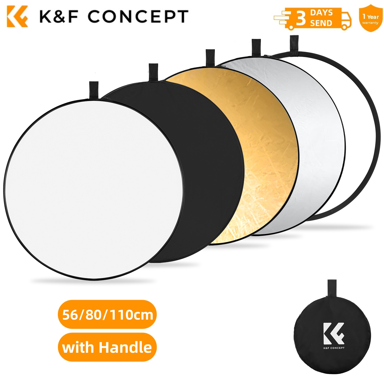 K&F CONCEPT 56/80/110cm 5-in-1 - Photography Lighting Reflector ulasan dan harga