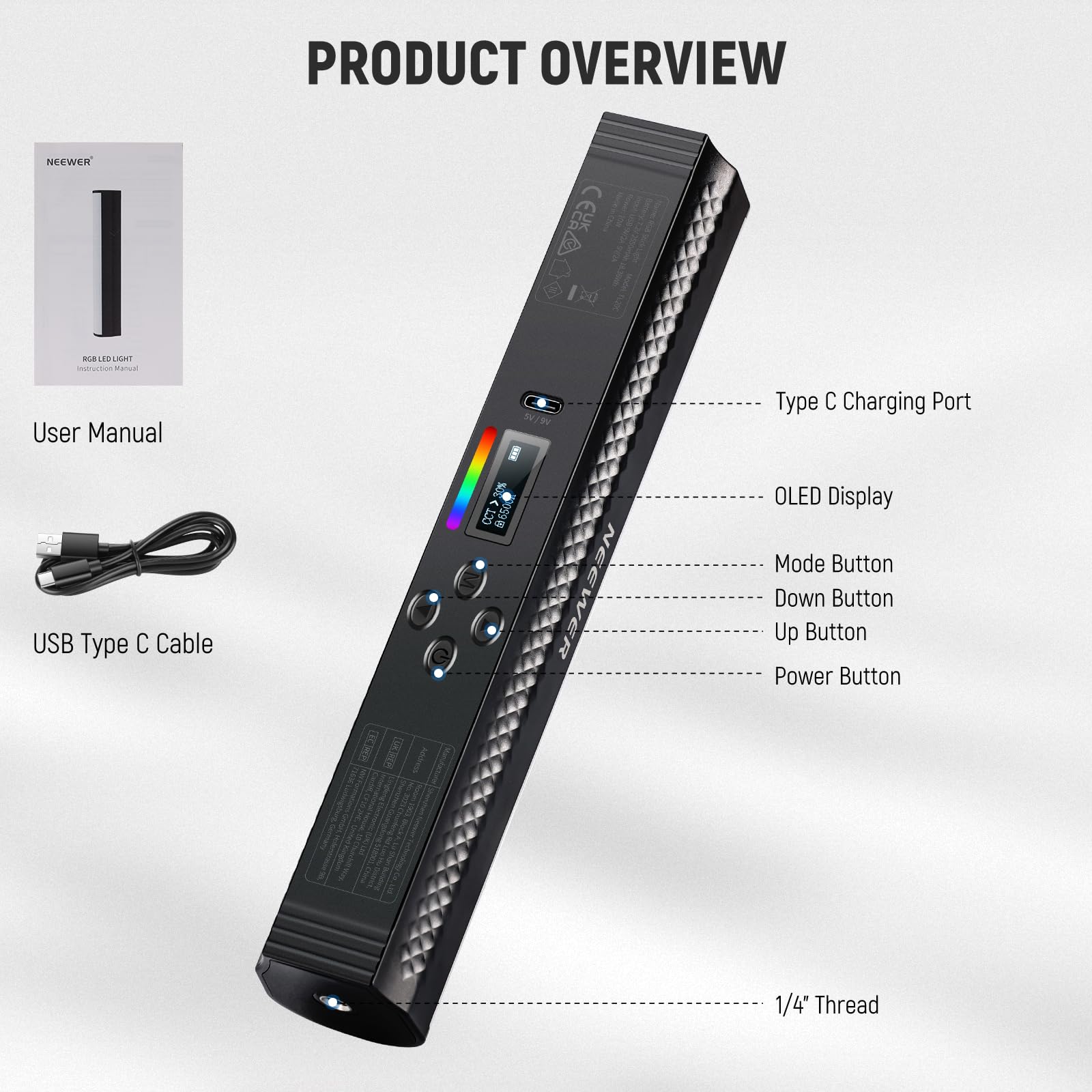 NEEWER RGB Light Wand with APP - Photography Lighting Stick ulasan dan harga