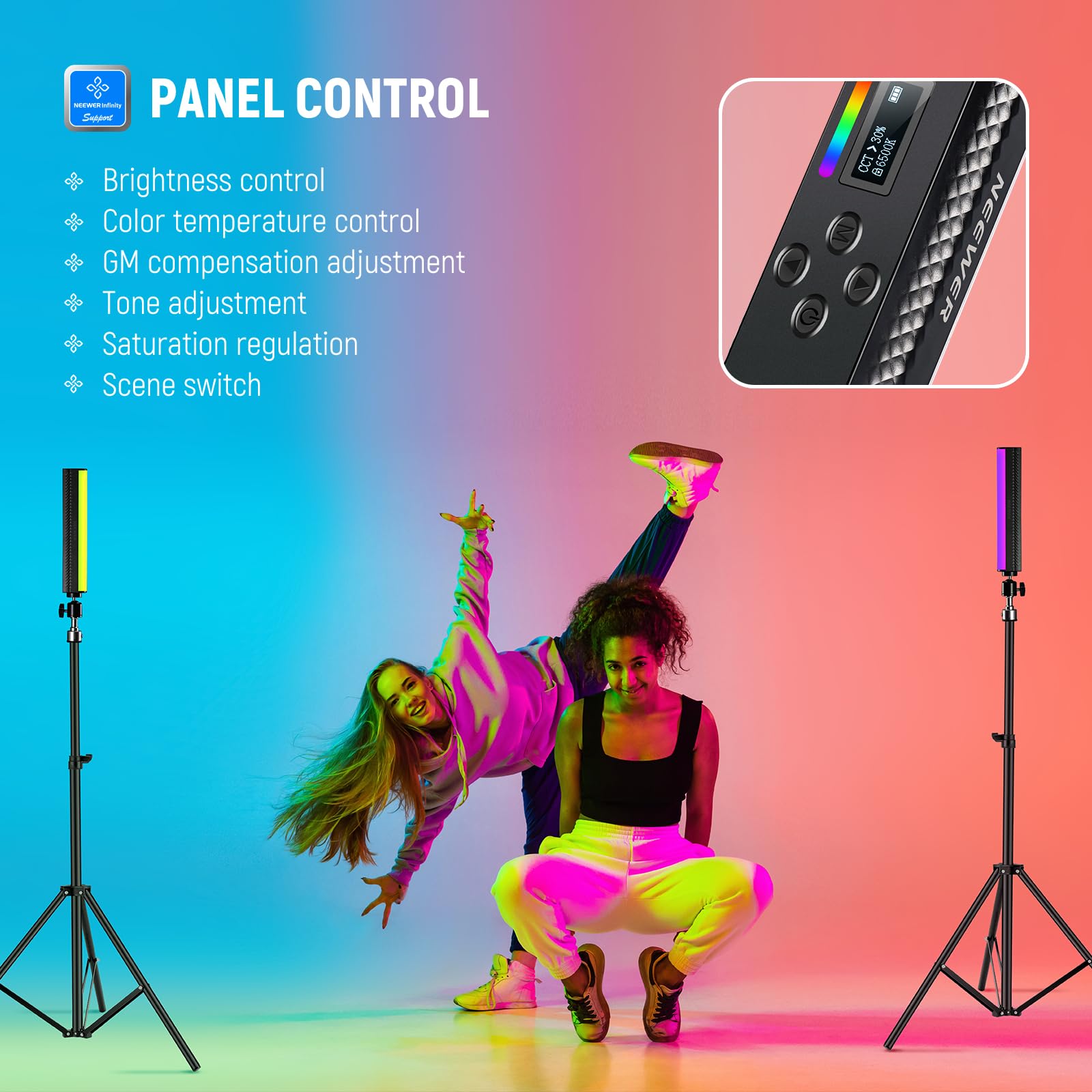 NEEWER RGB Light Wand with APP - Photography Lighting Stick ulasan dan harga