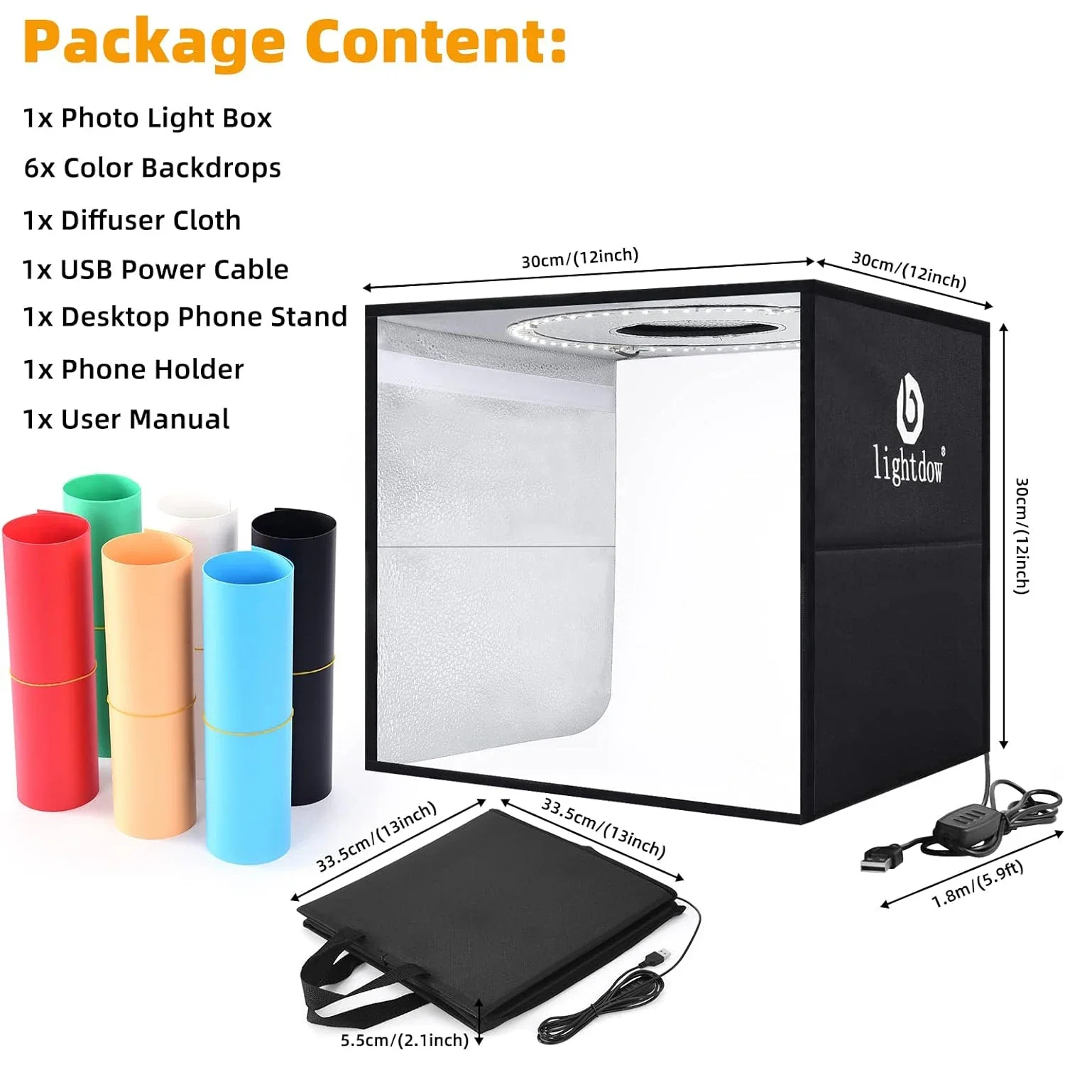 Lightdow Dimmable Photo Box LE - Photography Lighting Kit With Backdrop ulasan dan harga