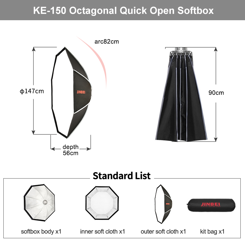 JINBEI KE- 150cm Quick Set-up  - Photography Studio Lighting Set Up ulasan dan harga